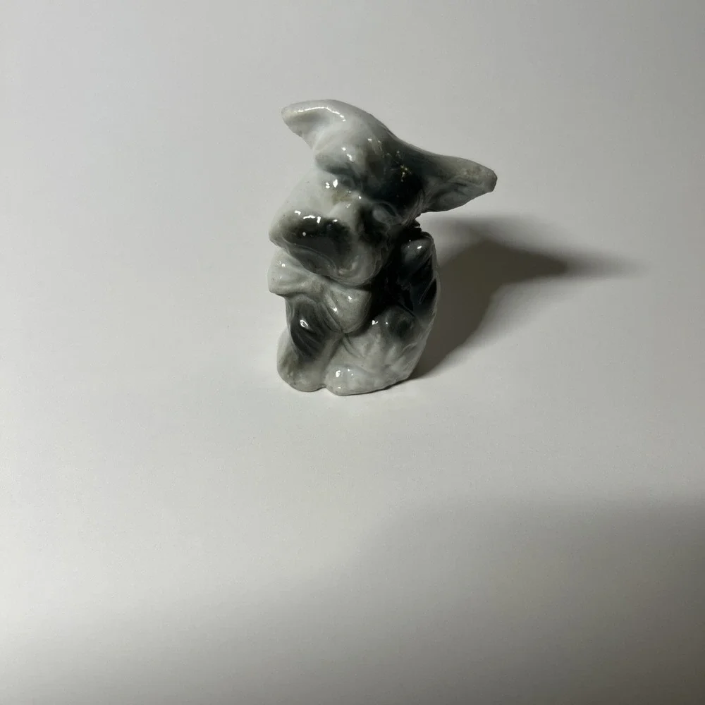 Little Black White Shnauzer Puppy Dog‎ Made Japan Porcelain Figurine
